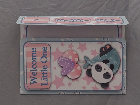 New Baby Welcome Offset Gatefold Card - Baby Panda by Marion Harding