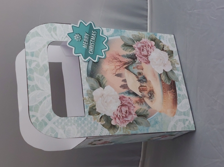 Pretty Snow Globe Cottage And Pink/White Roses Turq Bag (one) by Marion Harding