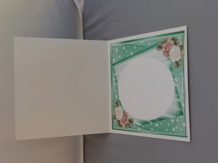  Pretty Roses Turq Stars card front Insert 8x8 by Marion Harding