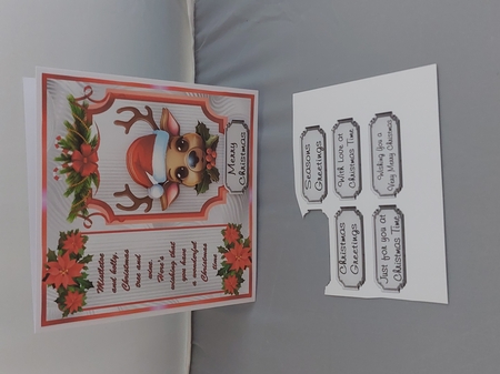 Christmas Cuties 1 - 6x6 inch card front with decoupage by Marion Harding