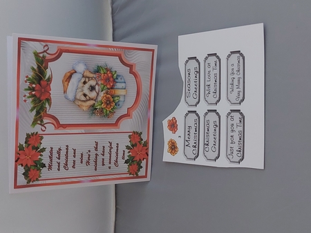 Christmas Cuties 3 - 6x6 inch card front with decoupage by Marion Harding