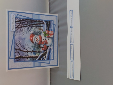 Snowman and gift 7x7 by Marion Harding