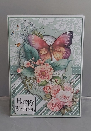 Teal 5x7 Butterflies and Flowers Topper by Marion Harding