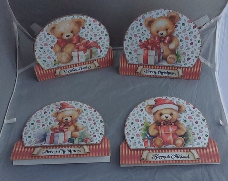 Christmas Gift Bears Tent Card & Toppers-5 by Marion Harding