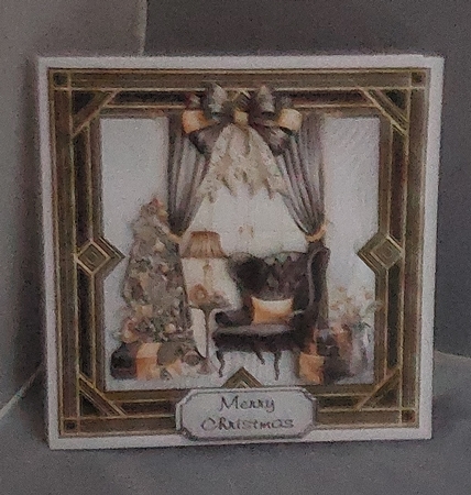 Art Deco Christmas 3 - 6x6 inch card front with decoupage by Marion Harding