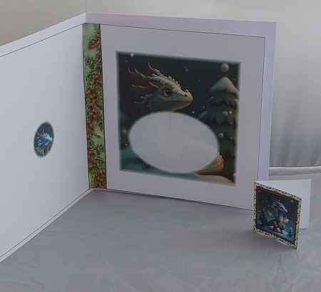 Yule Snow Dragon 01 - 3D Decoupage kit + Insert & Gift Tag by Marion Harding