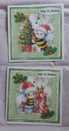  4 Cute Little Bumble Bees With Christmas Holly 8x8 Mini Kit  by Marion Harding