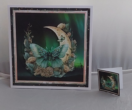 Mystical Moon Moths 3 - 3D Decoupage kit + Insert & Gift Tag by Marion Harding