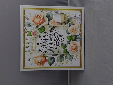 Pretty Peach  Roses & Champagne For Anniversary 8x8 by Marion Harding
