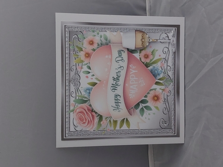 Pretty Silver Ornate 8X8 Frame With Heart Pink/Roses for MOTHERS DAY by Marion Harding