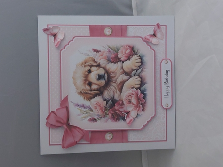 Puppy in Flowers No.4 by Marion Harding