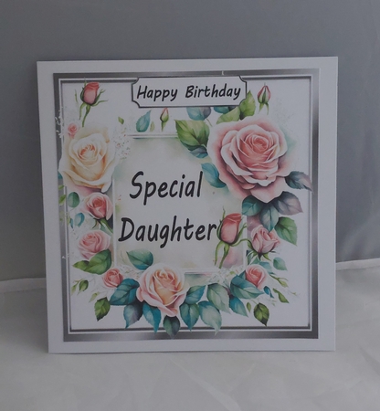 Pretty Pink Cream Roses Frame 8x8 For DAUGHTER by Marion Harding