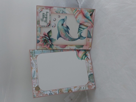Dolphin Card Kit with inserts, decoupage, card base and envelope by Marion Harding