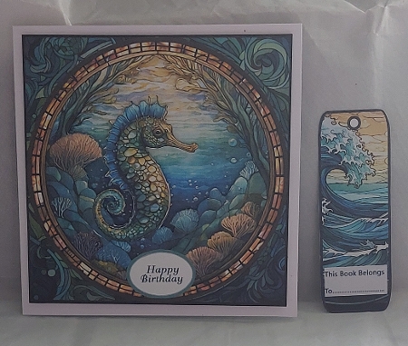 Stained Glass Ocean-Seahorse by Marion Harding