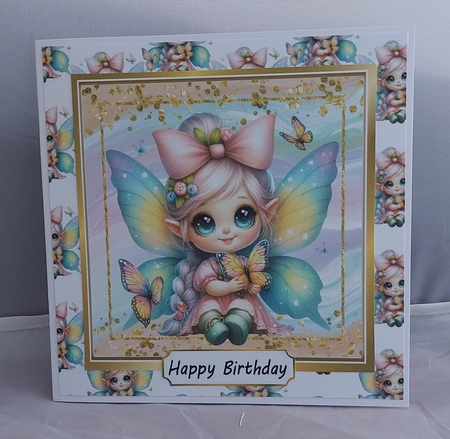 Pretty Rainbow Butterfly Girl Gnome Backing Paper by Marion Harding