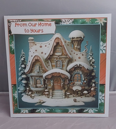 Christmas House 7.5 Inch Card Front with Insert and Sentiments  by Marion Harding