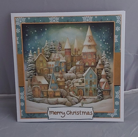 Christmas House 7.5 Inch Card Front with Insert and Sentiments by Marion Harding