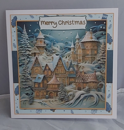 Christmas House 7.5 Inch Card Front with Insert and Sentiments by Marion Harding