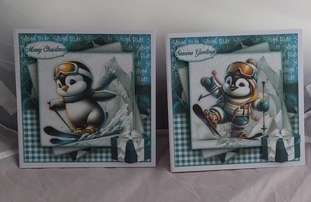 Skiing Penguin Mini Kit 7x7 by Marion Harding