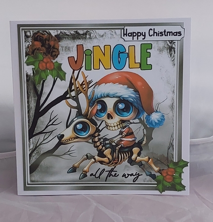 Christmas Gothic Santa With Holly 8x8 (THREE) by Marion Harding