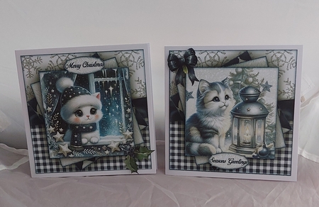 Cute Christmas Cat 2 Mini Kit 7X7 by Marion Harding