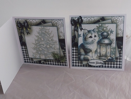Cute Christmas Cat 2 Mini Kit 7X7 by Marion Harding