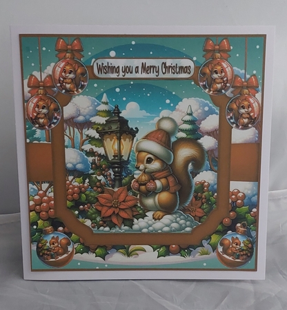 Festive Squirrel 8x8 by Marion Harding