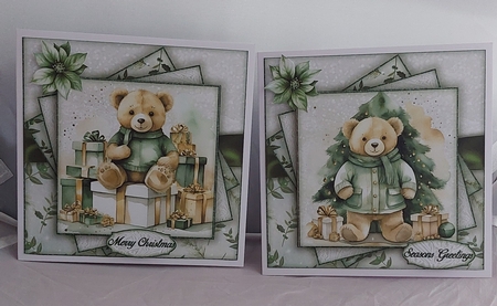 Green  Christmas Teddy 7x7 by Marion Harding