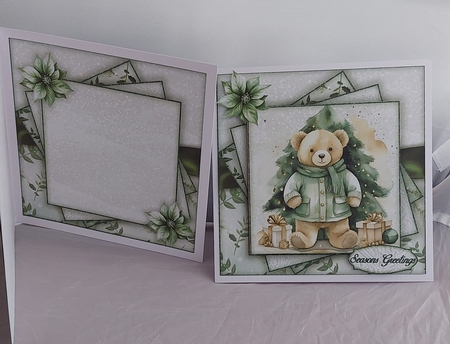 Green  Christmas Teddy 7x7 by Marion Harding