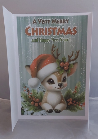 Lovely Christmas Gate Fold Card With Cute Deers (TWO) by Marion Harding