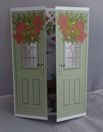 Jolly Santa With Presents Christmas Green Gate Fold by Marion Harding