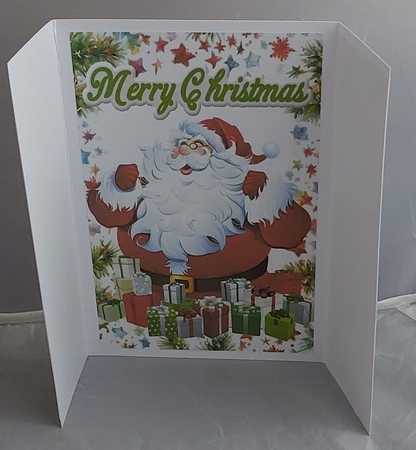 Jolly Santa With Presents Christmas Green Gate Fold by Marion Harding