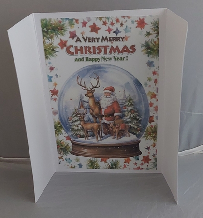 Pretty Christmas Snow Globe White Gate Fold With Bells (THREE) by Marion Harding