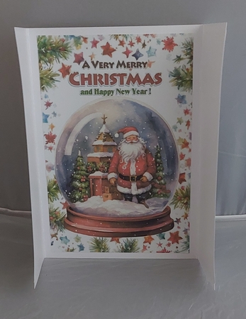 Pretty Christmas Snow Globe White Gate Fold With Bells (FOUR) by Marion Harding