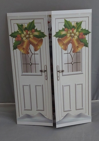 Pretty Christmas Snow Globe White Gate Fold With Bells (SIX) by Marion Harding