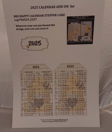 2025 ADD-ON FOR BEE HAPPY STEPPER CALENDAR CARD by Marion Harding