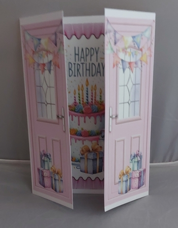 Birthday Cake With Balloons Pink Gatefold (ONE)   by Marion Harding