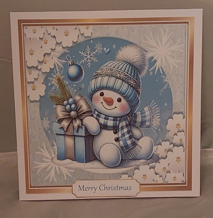 Cute Snowman With Gift 7x7 Toppers (ONE) by Marion Harding