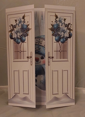 Cute Snowman With Gift Gatefold (TWO) by Marion Harding