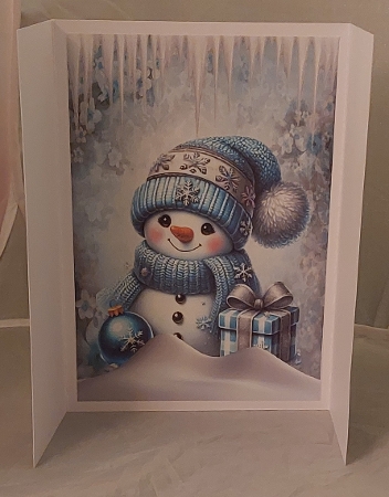 Cute Snowman With Gift Gatefold (TWO) by Marion Harding