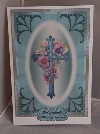 Sympathy Crosses 1 - A5 inch card front with decoupage   by Marion Harding
