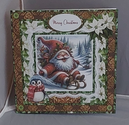 Santa Gnomes 9: 5 x 5 Quick Cut & Fold Card with Sentiments by Marion Harding