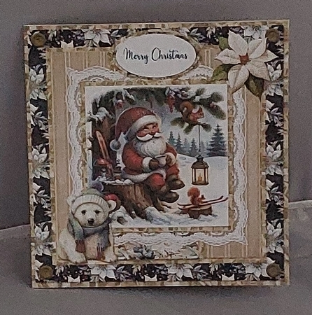 Santa Gnomes 12: 5 x 5 Quick Cut & Fold Card with Sentiments by Marion Harding