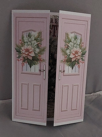 Pretty Christmas Tree In A Basket Pink Gatefold (FOUR) by Marion Harding