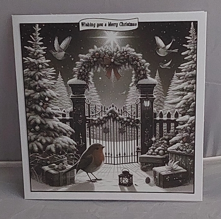 bw and red accents card front 6 by Marion Harding