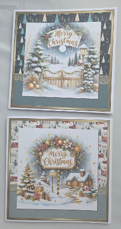 10 8x8 Christmas Scenes Merry Christmas sentiment card fronts pack 3 by Marion Harding