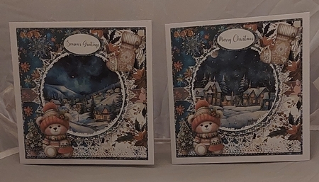 2024 Christmas Scenes 2 with Cute Bear and Boho Stocking 7 x 7 Card Mini-Kit, 6 Sheets by Marion Harding