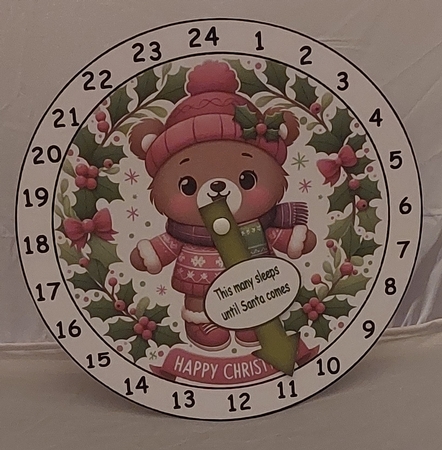advent clock  happy christmas bear by Marion Harding