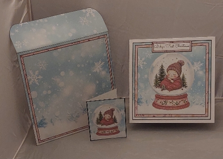 Babys First Christmas Snowglobe Twist & Pop Card by Marion Harding