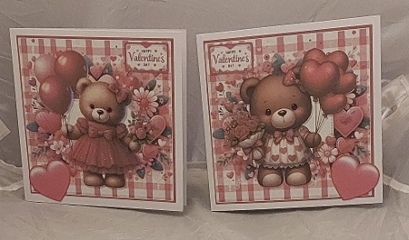 4 Cute Teddy Bear Valentine Day Card Set by Marion Harding